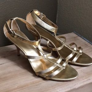 Coach Hayden Heeled Sandal gold leather size 11